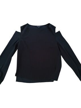 AllSaints Black Cold Shoulder Long Sleeve Blouse Top Women’s Size 4 Luxury